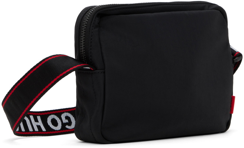 Hugo Black Branded Strap Crossbody Bag