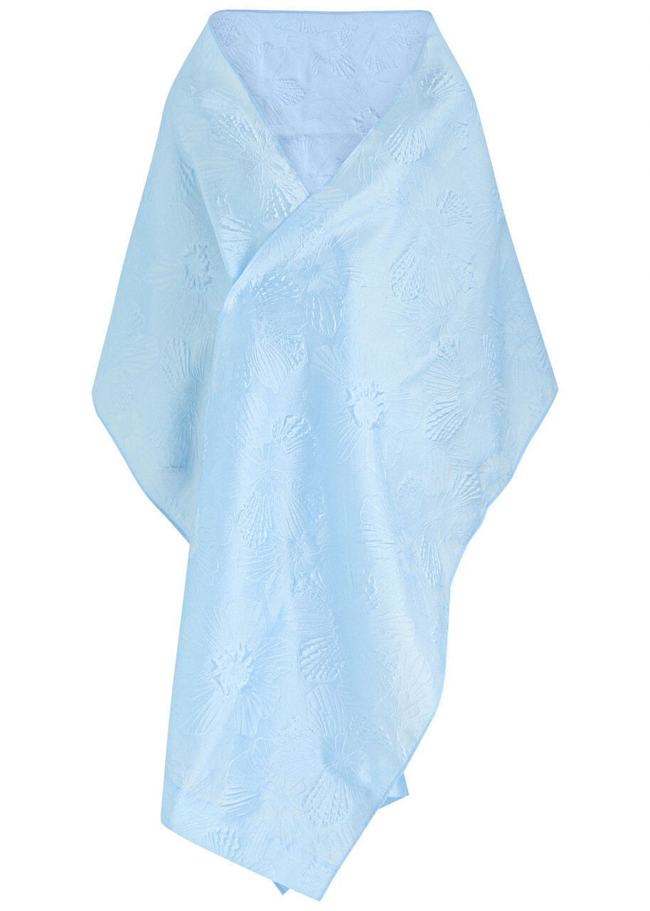 Talbot Runhof Floral-jacquard Woven Scarf - Light Blue - One Size