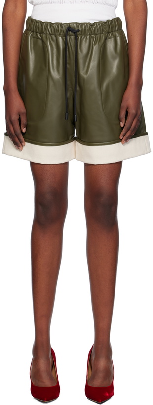 Photo: JW Anderson Green Contrast Hem Leather Shorts