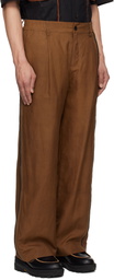 Feng Chen Wang Brown Gambiered Silk Trousers