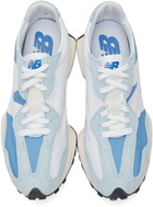 New Balance White & Blue 327 Sneakers