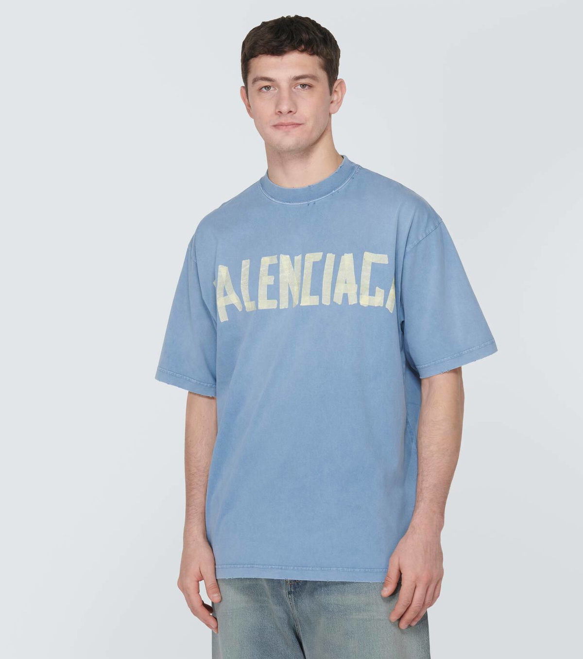 【BALENCIAGA】Tape Type logo cotton t-shirt Balenciaga Tape Type T-Shirt Medium Fit | Saks Fifth Avenue