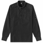 C.P. Company Men's Lens Detail Ripstop Quarter Zip Shirt in Black