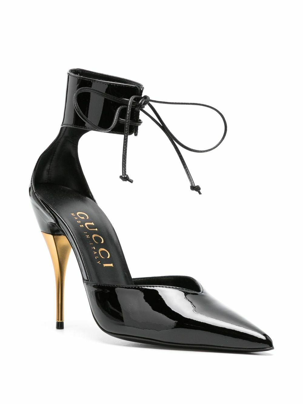 Gucci Black Lace-Up Patent Leather Pumps