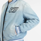 Off-White Women's Full Denim Varsity Jacket in Bleach Black