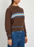 Guest In Residence Cable Collegiate Patterned Wool and Cashmere-blend Polo Shirt Brown