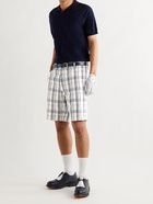 MR P. - Checked Cotton and Linen-Blend Golf Shorts - Blue - UK/US 28