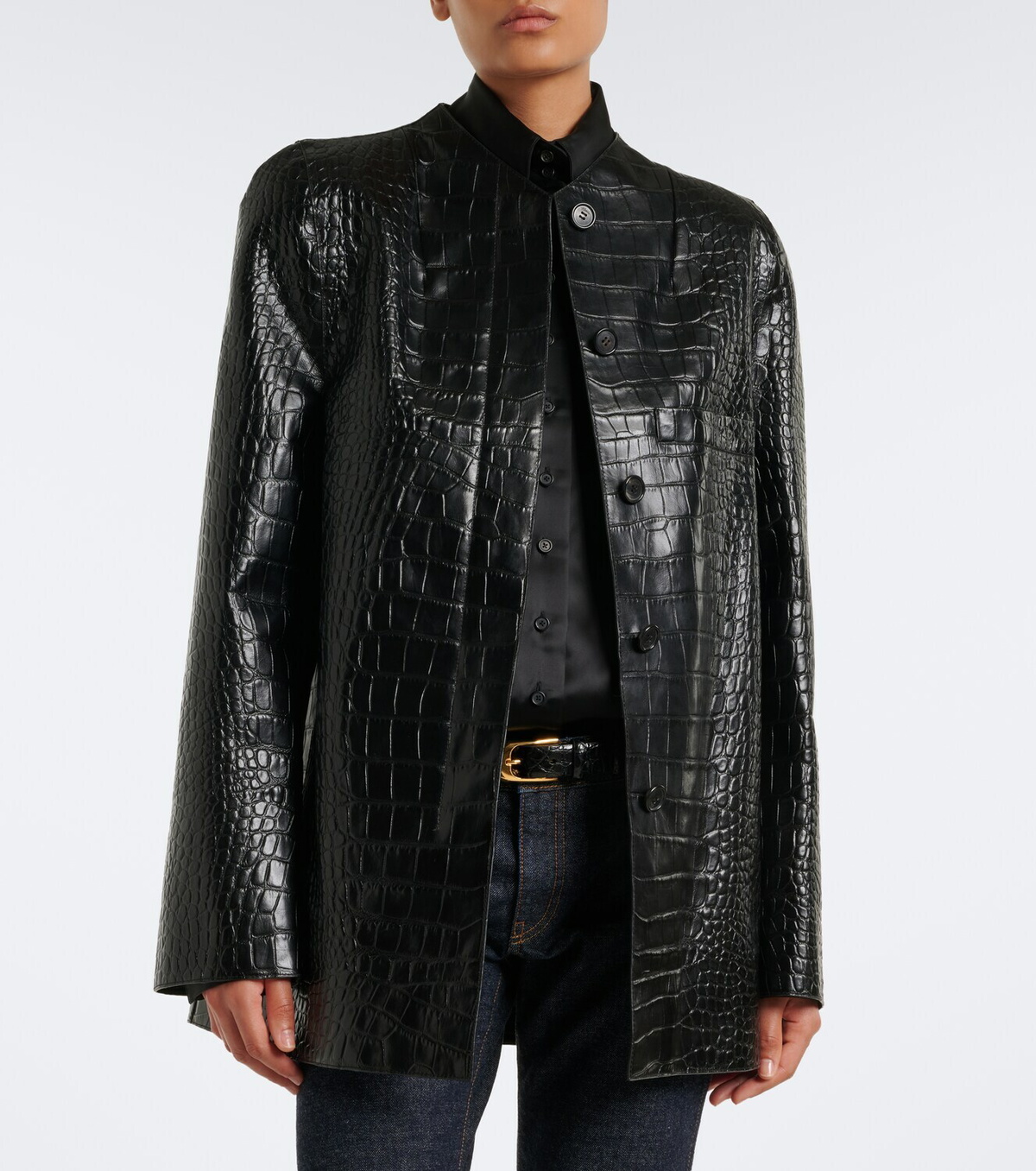 Khaite Sadie croc-effect leather coat