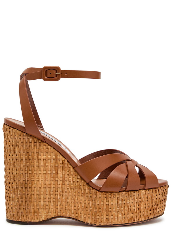 Photo: Aquazzura Copacabana 130 Leather Wedge Heels Brown