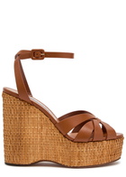 Aquazzura Copacabana 130 Leather Wedge Heels Brown