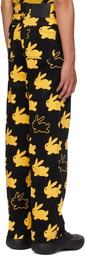 JW Anderson Black & Yellow 'All Over Bunny' Trousers