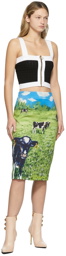 Moschino Multicolor Cow Print Midi Skirt