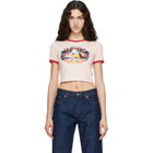 Casablanca Pink Pyramid Tourism Cropped Baby Short Sleeve T‑shirt