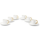 L'Objet - Haas Mojave Set of Six Gold-Plated Porcelain Espresso Cups and Saucers - White