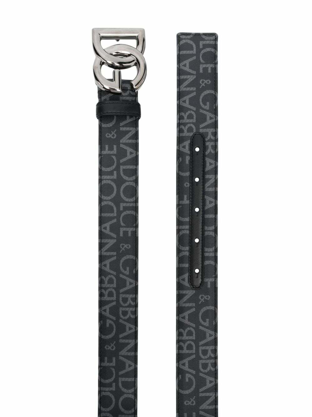 Dolce & Gabbana White Fleece Silver DG Logo Metal Buckle Belt
