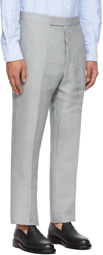 Thom Browne Grey Linen Engineered 4-Bar Trousers