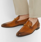 Gucci - Jordaan Horsebit Burnished-Leather Loafers - Brown