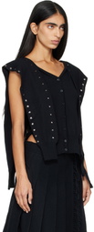 OPEN YY Black Stud Sleeve Layered Cardigan