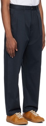 Universal Works Navy Double Pleat Trousers