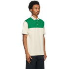 Gucci Off-White and Green Embroidered GG Polo