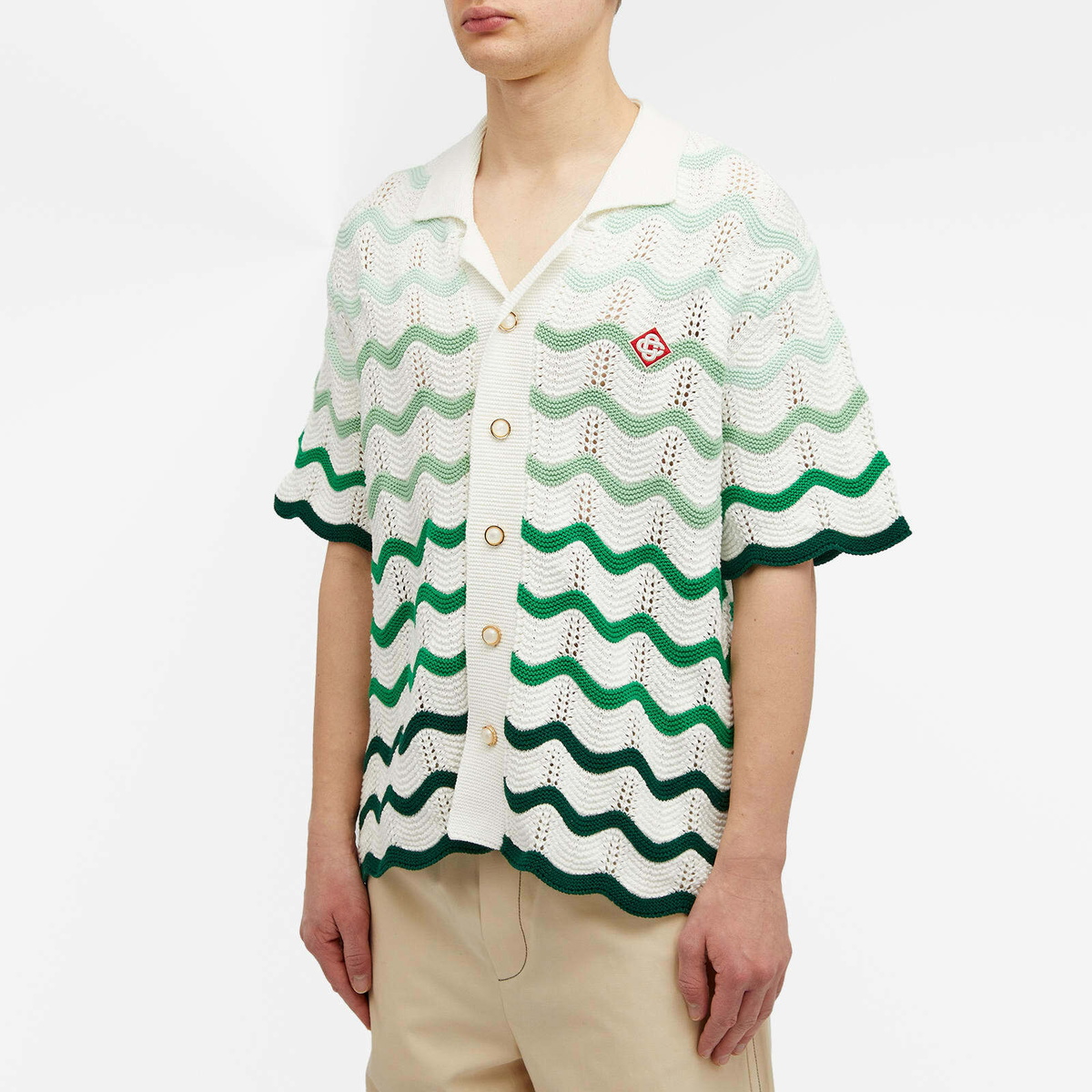 Casablanca Men's Gradient Wave Knit Short Sleeve Shirt in