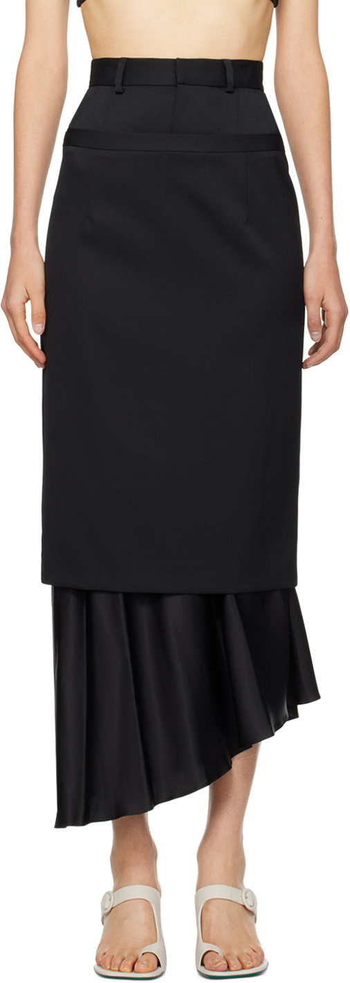 MM6 Maison Margiela Black Layered Maxi Skirt MM6 Maison Margiela