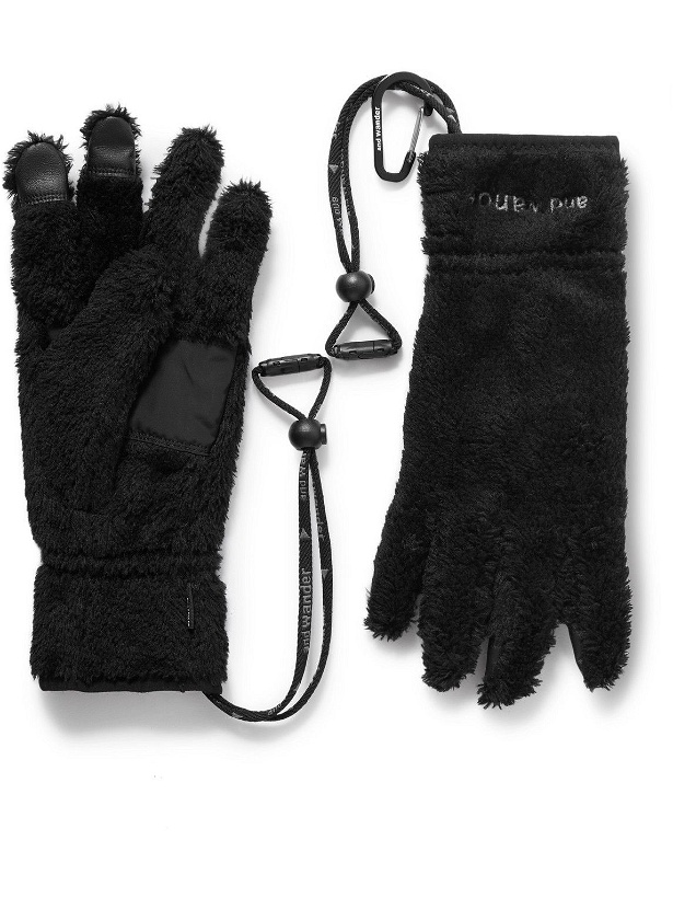 Photo: And Wander - Touchscreen Faux Leather and Shell-Panelled Polartec High Loft Fleece Gloves - Black