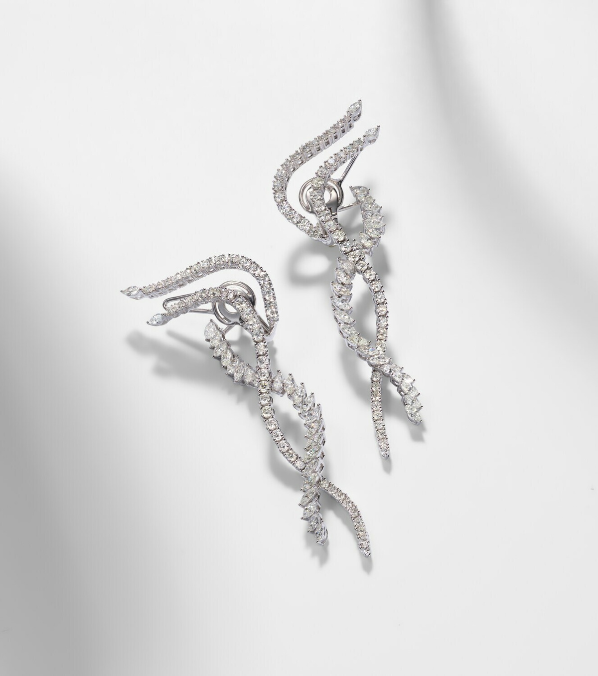Yeprem Y-Couture 18kt white gold drop earrings with diamonds