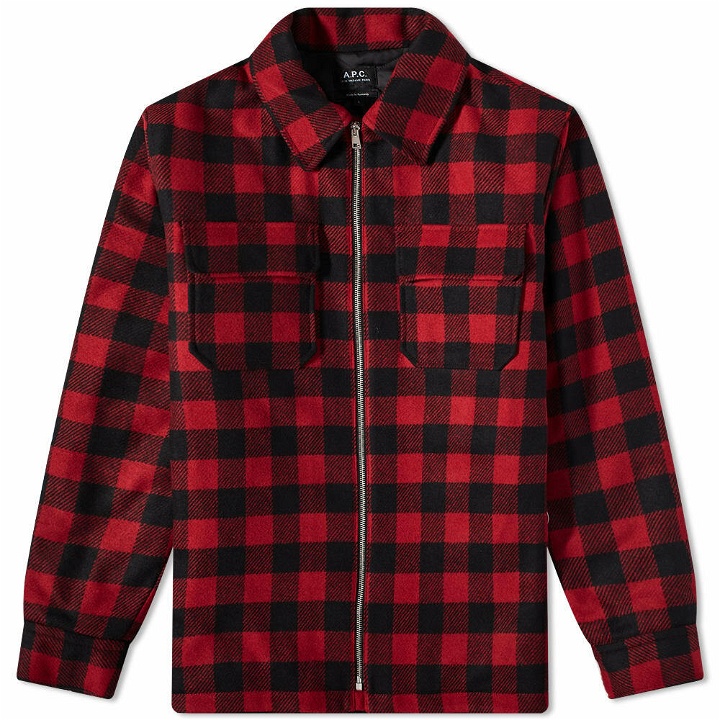 Photo: A.P.C. Men's Ian Check Shirt Jacket in Red