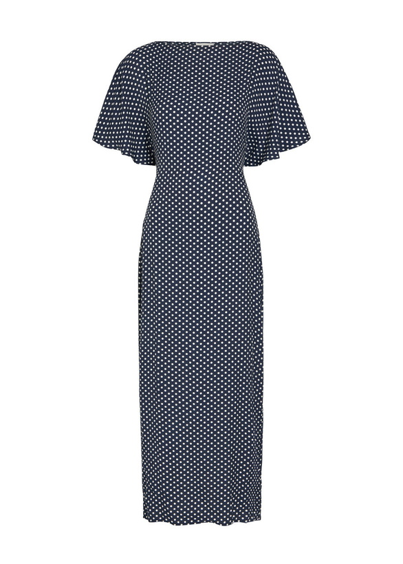 Photo: Reformation Maeva Polka-dot Woven Midi Dress Black And White