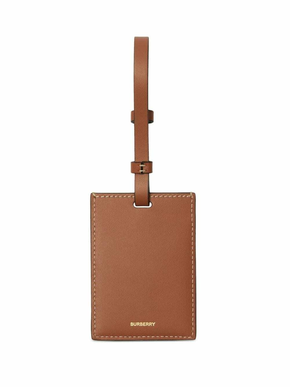 BURBERRY - Check Motif Leather Luggage Tag