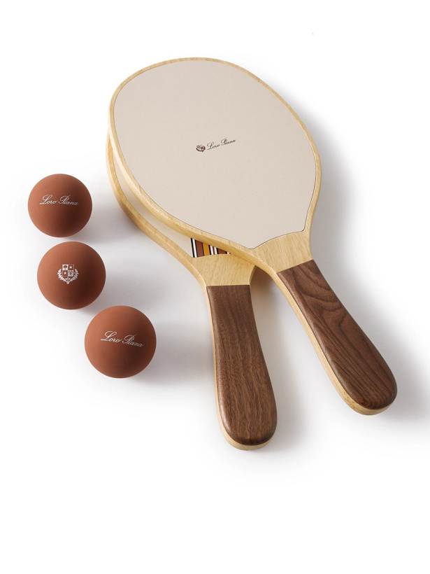 Photo: Loro Piana - Logo-Print Wooden Beach Bat and Ball Set