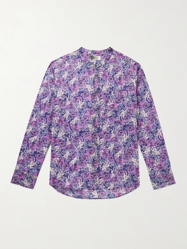 Photo: ISABEL MARANT - Mexikah Grandad-Collar Floral-Print Cotton-Voile Shirt - Purple