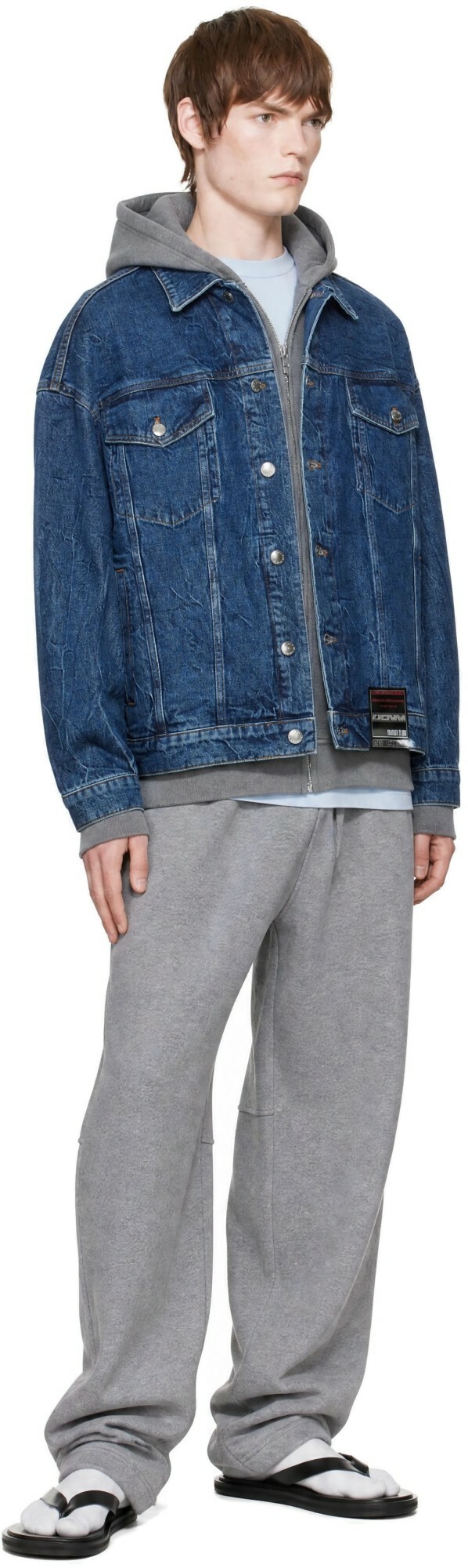 Alexander Wang Blue Flasher Graphic Oversized Denim Trucker Jacket