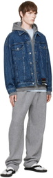 Alexander Wang Blue Flasher Graphic Oversized Denim Trucker Jacket