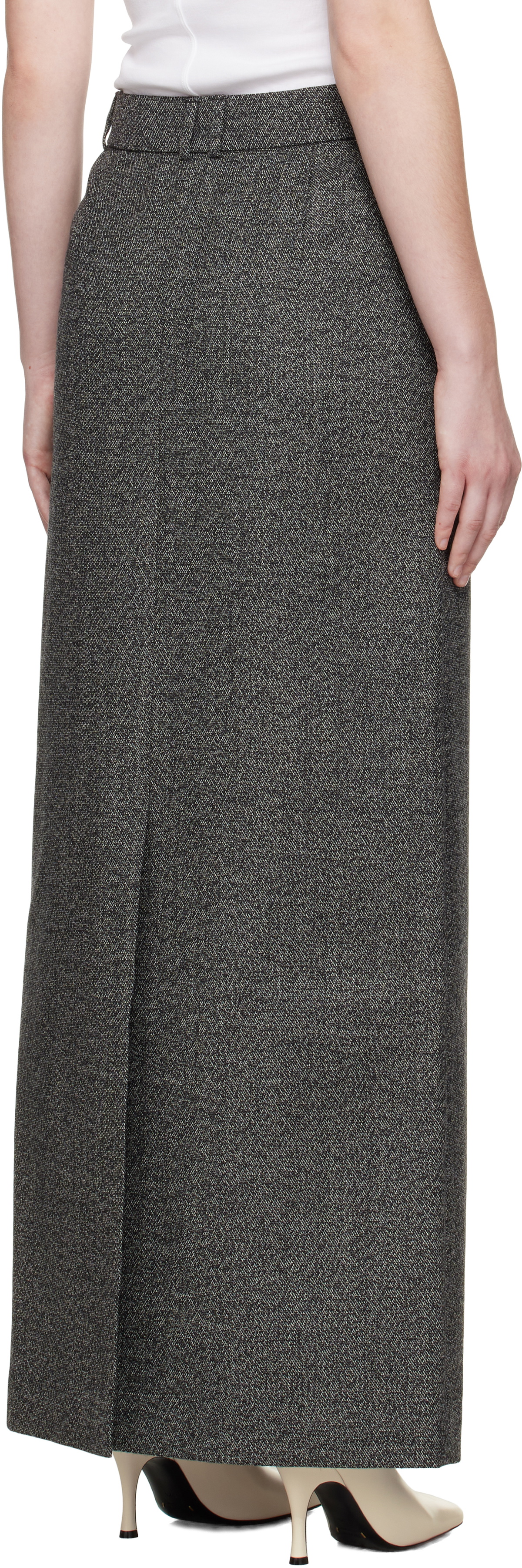 R2W Gray Arina Wool Maxi Skirt