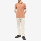 Fred Perry Men's Slim Fit Twin Tipped Polo Shirt in Light Rust