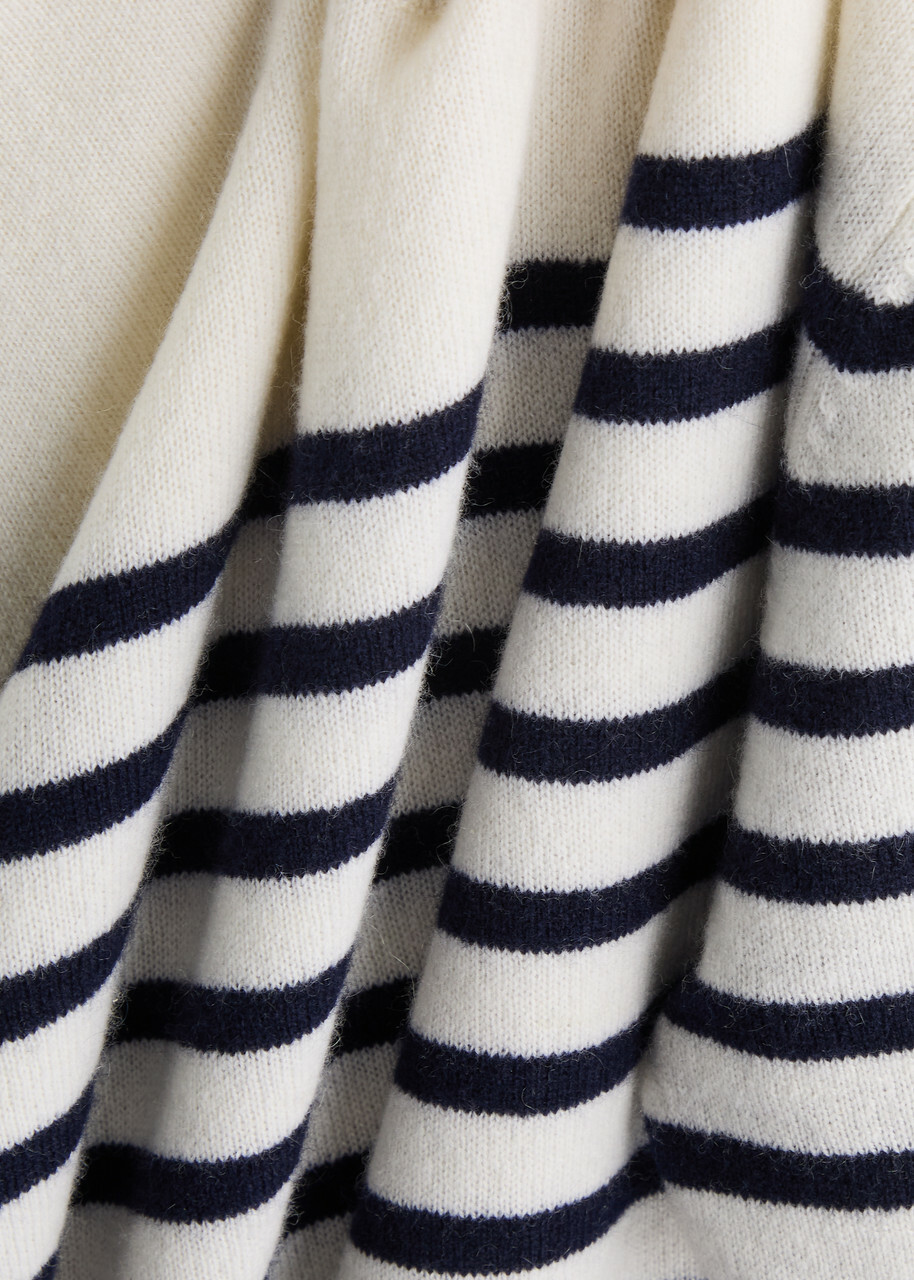 Lisa Yang Cila Striped-intarsia Cashmere T-shirt Cream