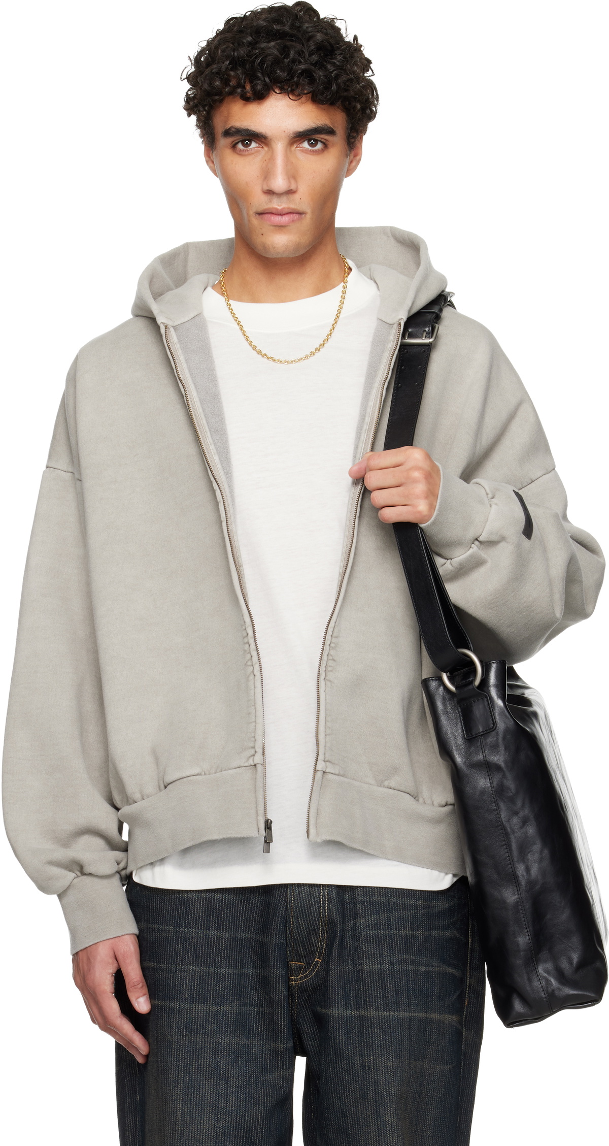 Fear of God ESSENTIALS Gray Holiday Embroidered Classic Full Zip Hoodie