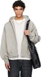 Fear of God ESSENTIALS Gray Holiday Embroidered Classic Full Zip Hoodie