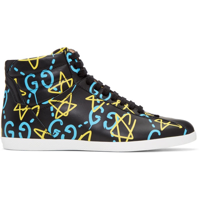 Photo: Gucci Black GucciGhost High-Top Sneakers