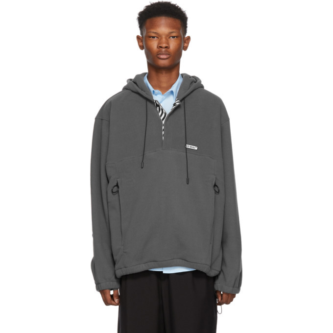 Photo: Off-White Grey Polar Fleece Hooded Anorak Jacket