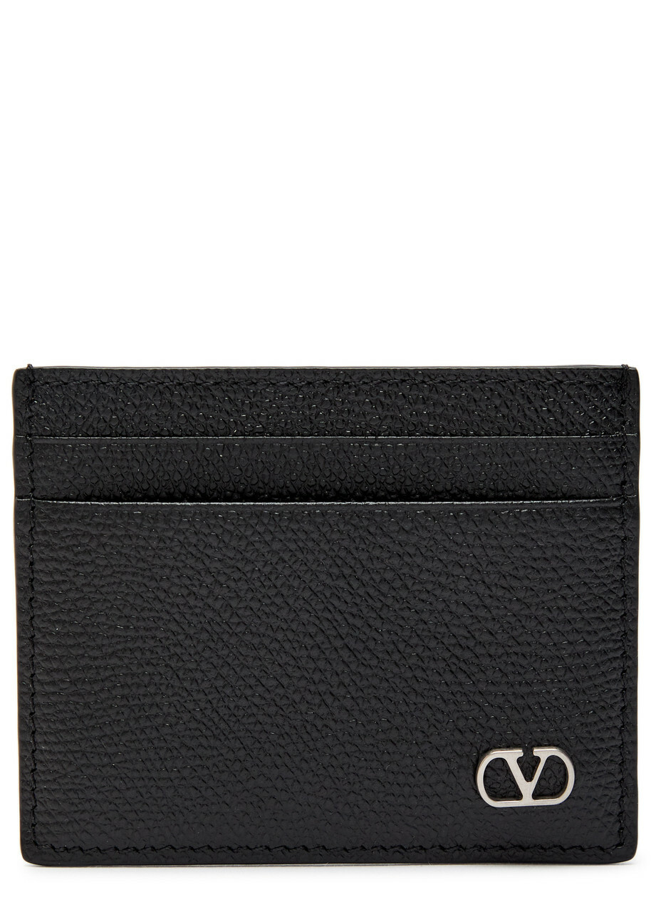 Valentino Garavani Vlogo Grained Leather Card Holder - Black - One Size