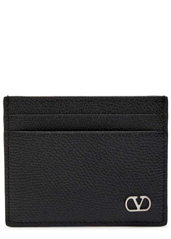 Photo: Valentino Garavani Vlogo Grained Leather Card Holder - Black - One Size