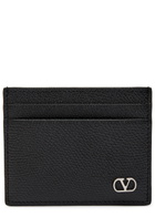 Valentino Garavani Vlogo Grained Leather Card Holder - Black - One Size