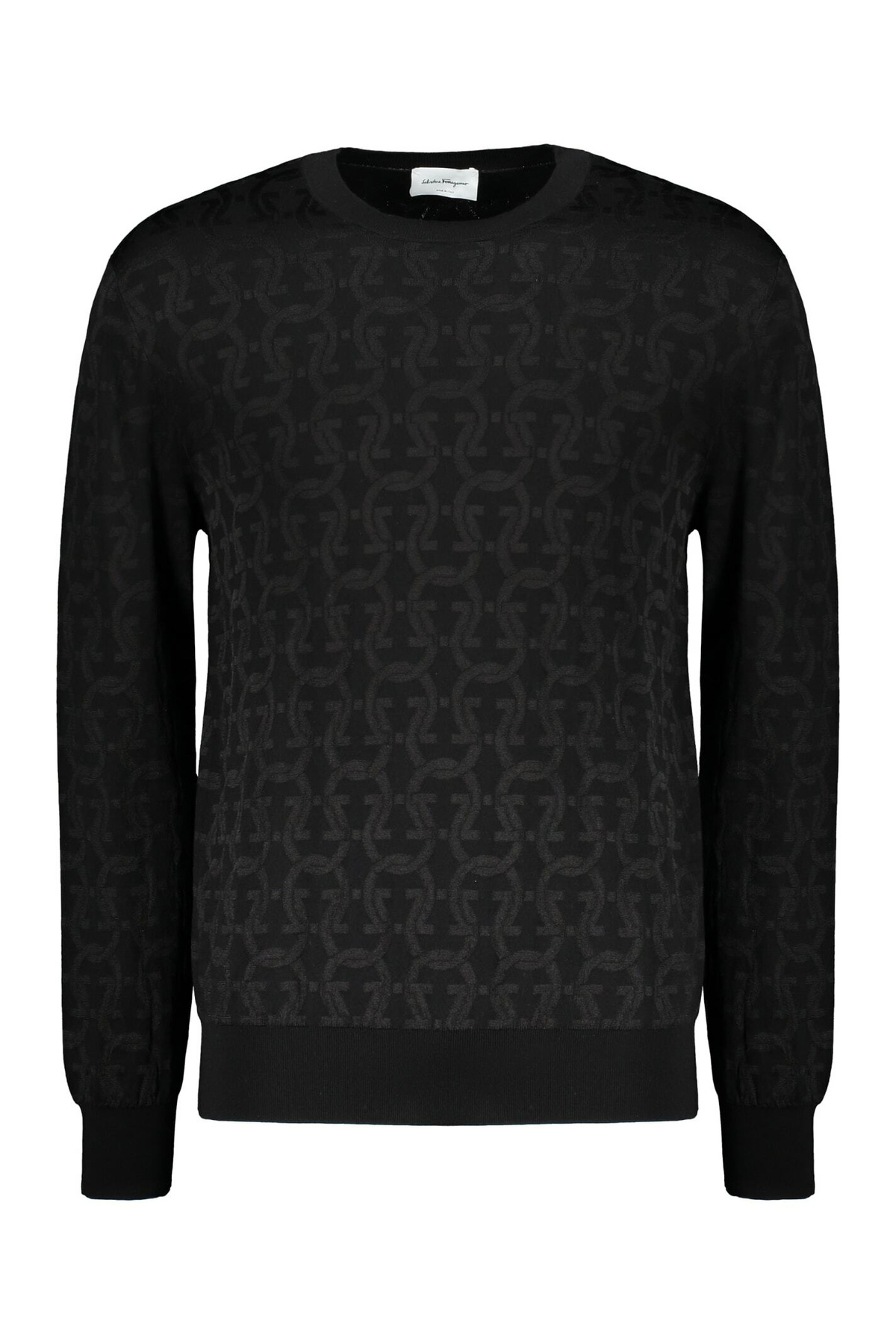 【送料&関税込】Ferragamo Graphite Virgin Wool Sweater Ferragamo Wool crew neck sweater | The Fashion Square