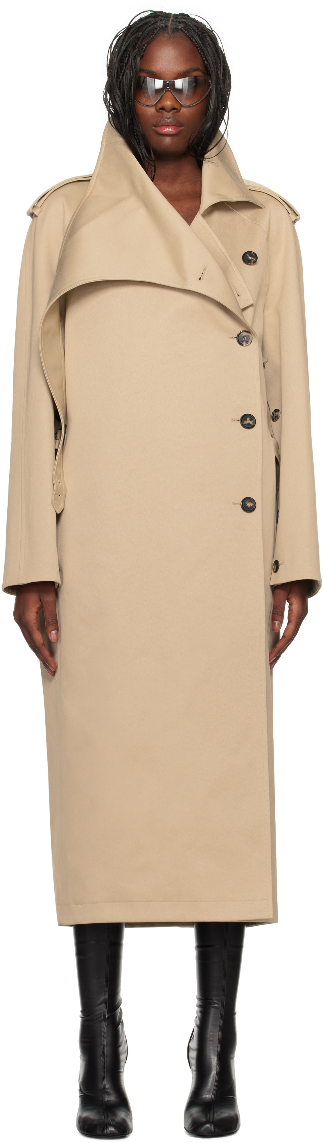 Courrèges Beige Long Oblique Trench Coat Courreges