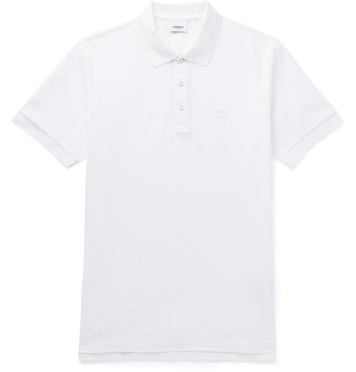 Burberry - Slim-Fit Logo-Embroidered Cotton-Piqué Polo Shirt - White ...