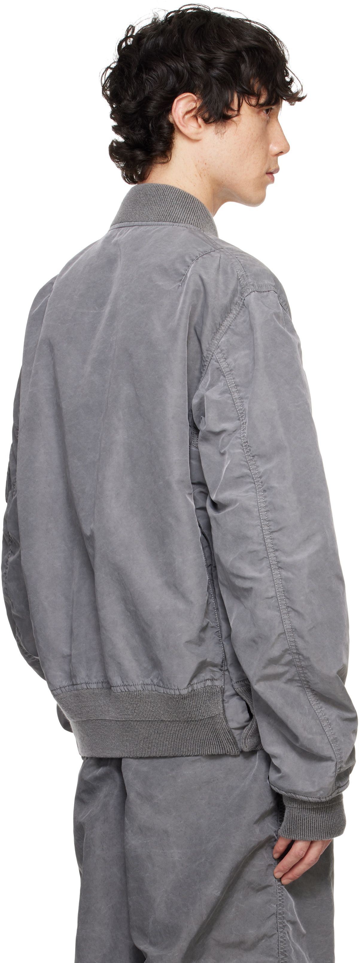 sacai Gray Garment Dye Nylon Twill Bomber Jacket Sacai