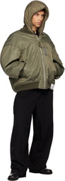 Maison MIHARA YASUHIRO Green Extended Placket Hood Flight Jacket